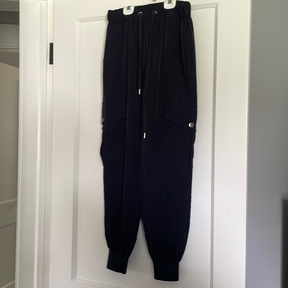 Navy blue Zara satin joggers